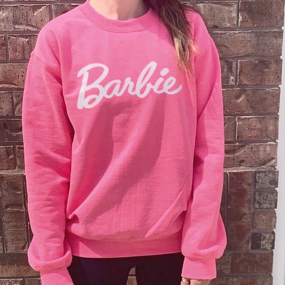 Pink 3D Barbie logo Sweatshirt